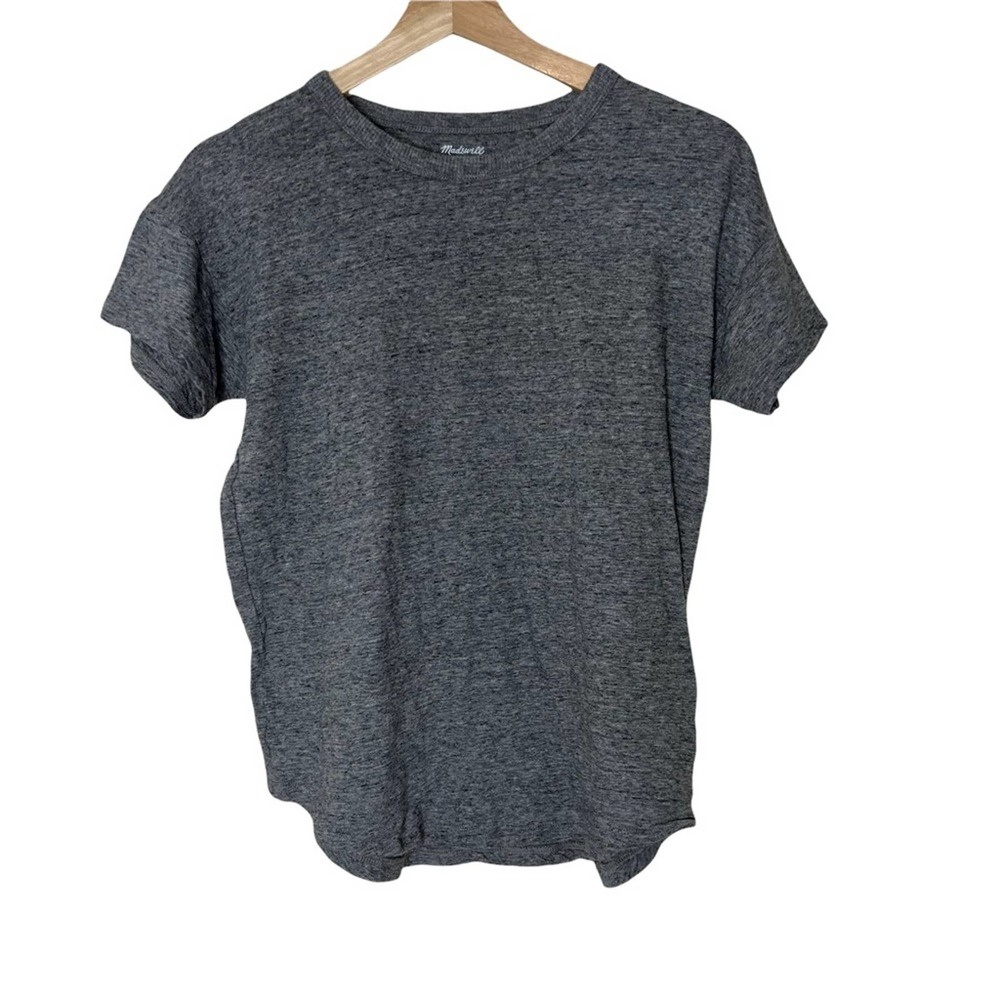 Madewell Heathered Iron Whisper Cotton Rib Crewneck T Shirt Women’s Size XS